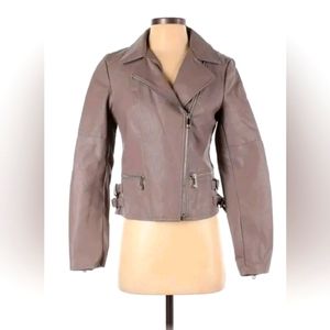 A.n.a. A New Approach Gray Faux Leather Biker Jacket